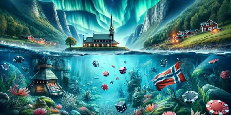 Norsk landskap med casino-tema